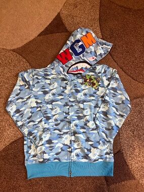 A bathing ape Blue flame ape bape hoodie